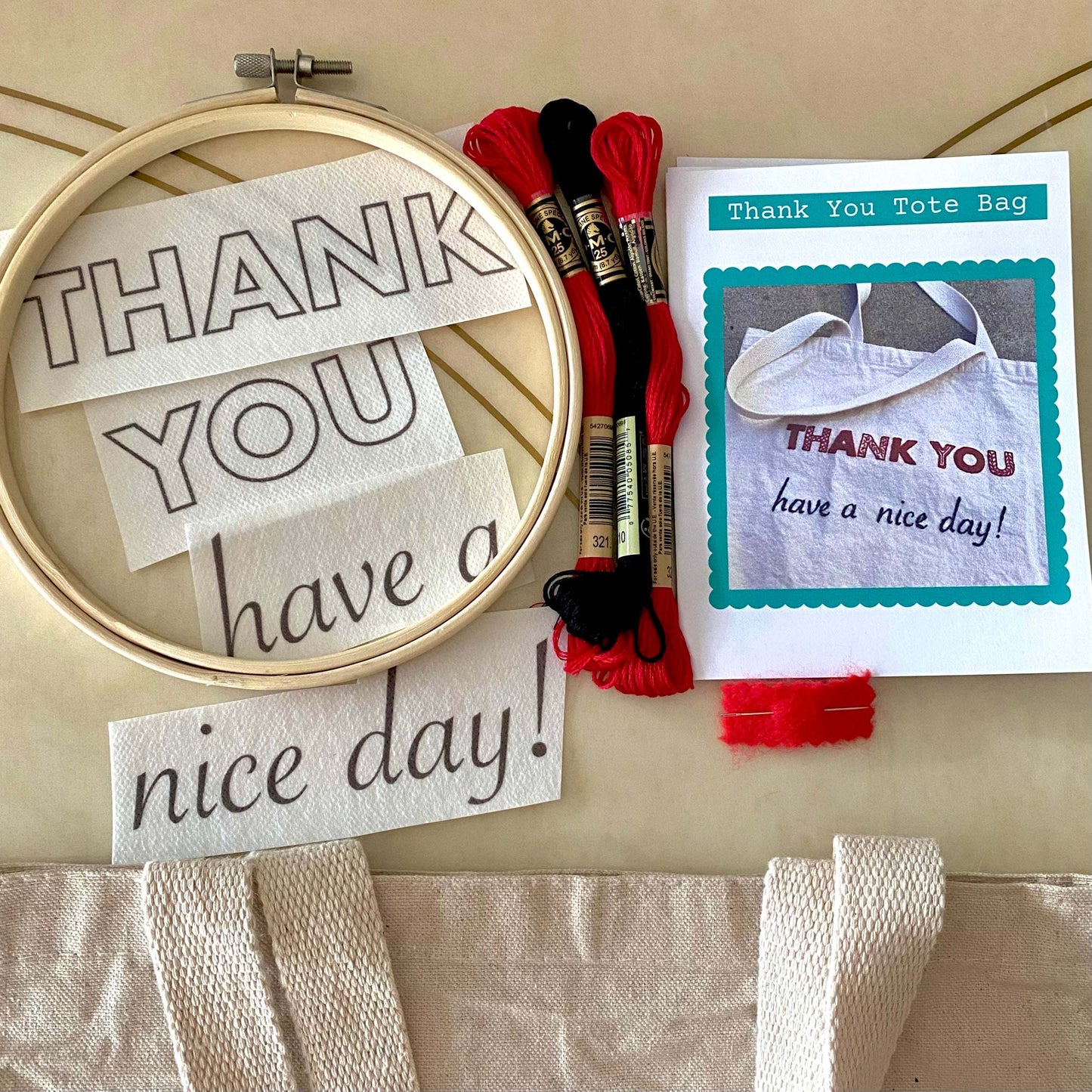 Thank You Tote Bag Embroidery Kit