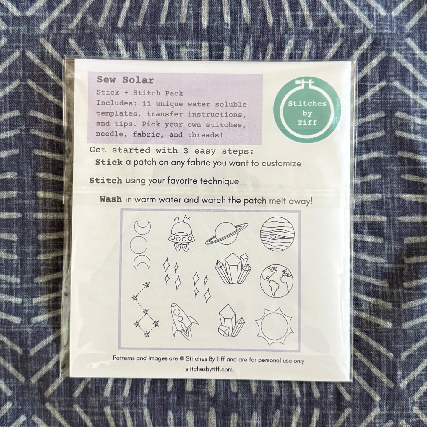 Sew Solar Stick n Stitch Embroidery Transfer Pack