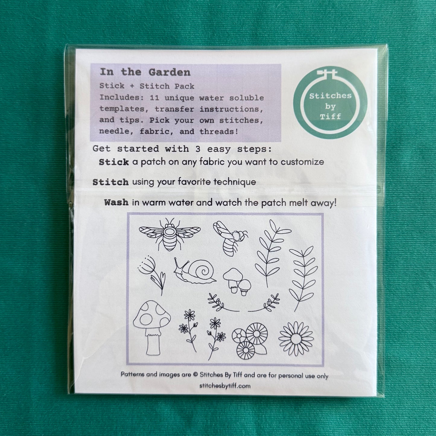 In the Garden Stick n Stitch Embroidery Transfer Pack